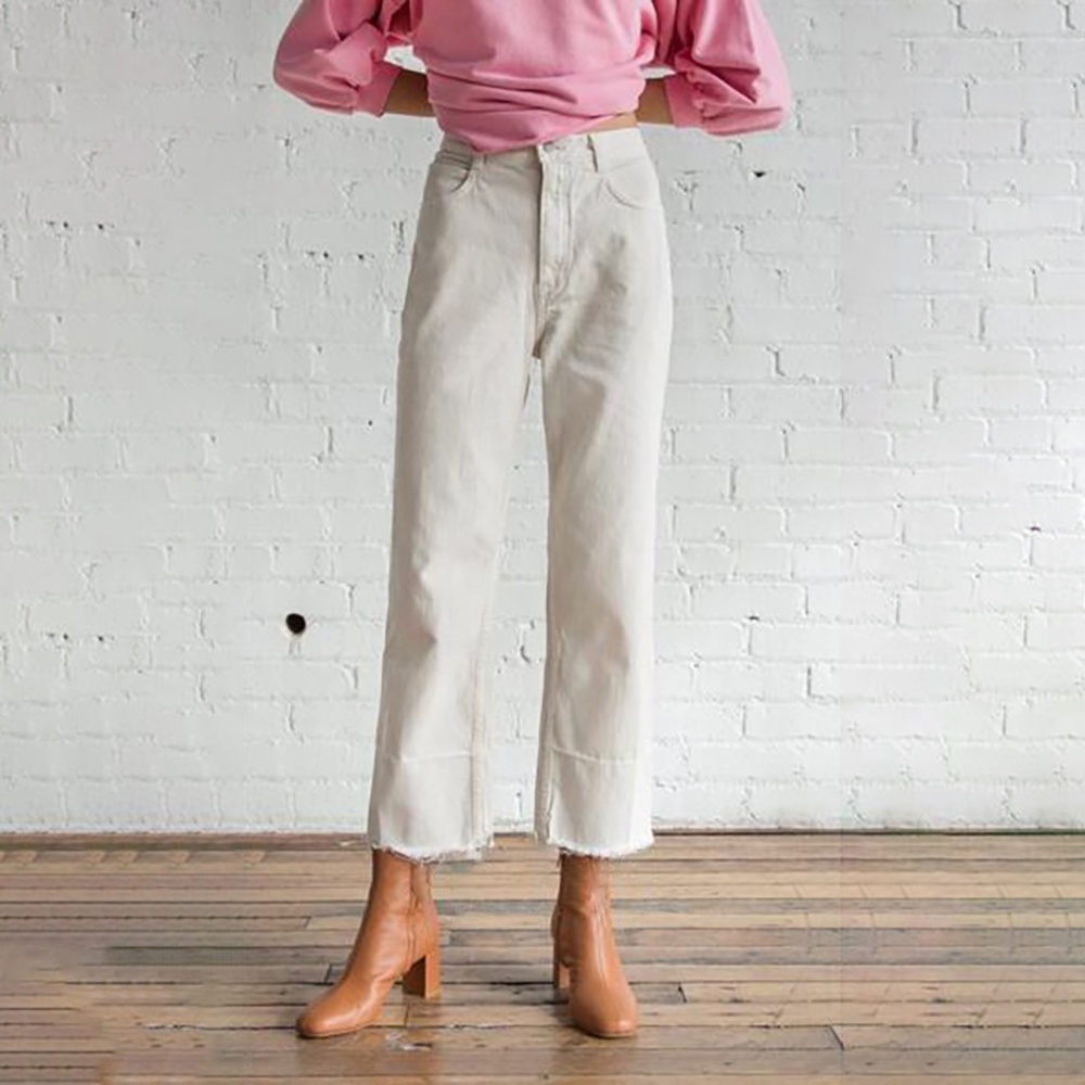 Rachel Comey high waisted jeans clean slim legion dirty white la garconne S 6